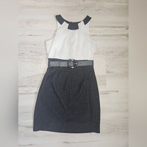 BCX Career Colorblock Pinstripe Mini Dress with Belt Size 5 Juniors